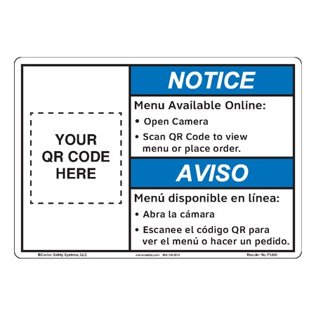 Clarion Safety Systems ANSI/ISO Compliant Notice/Scan QR Code Safety Signs Indoor/Outdoor Flexible Polyester (ZA) 14" X 10" F1388-ZASW2
